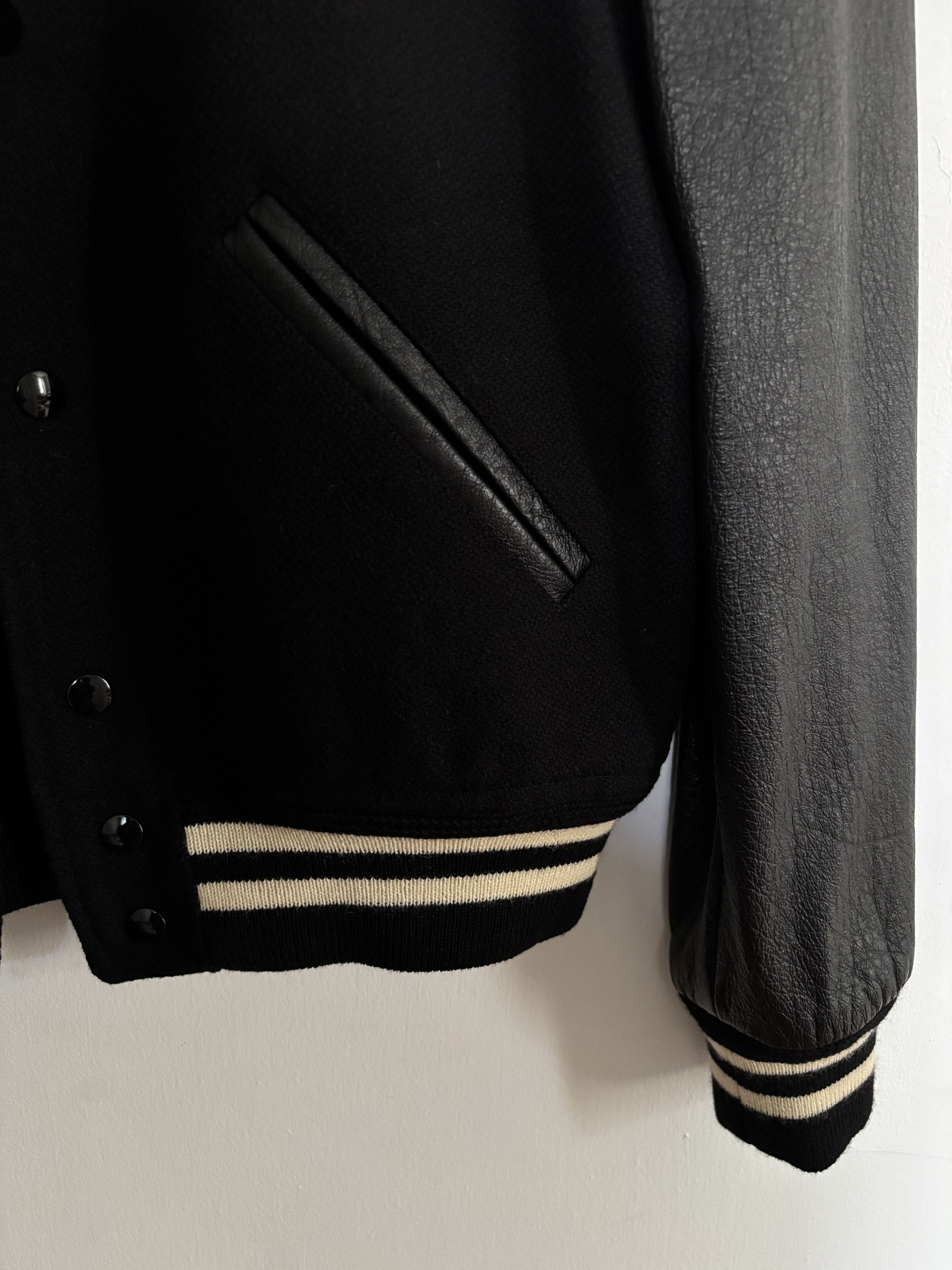 Saint Laurent Paris CLASSIC TEDDY JACKET IN BLACK WOOL, LEATHER AND POLYAMIDE Size US S / EU 44-46 / 1 - 5 Thumbnail