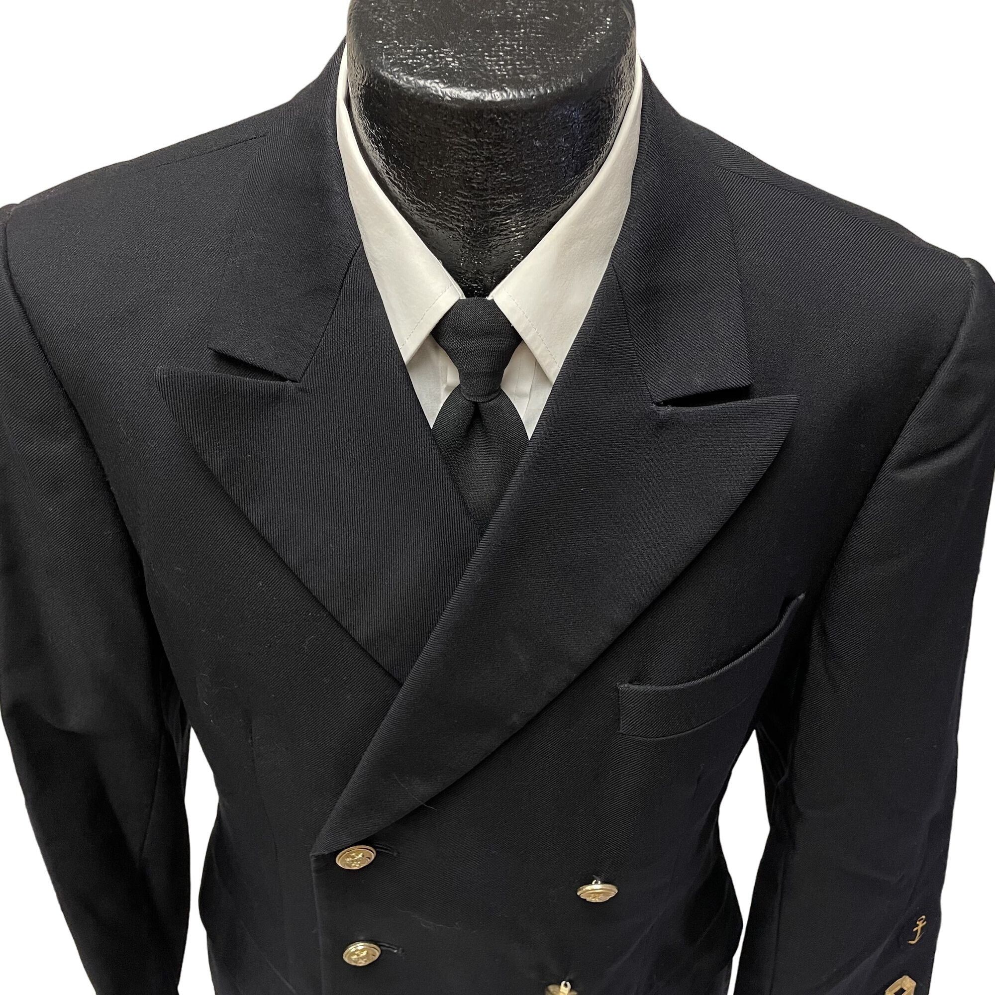 Other Vtg BAWI German Military Sport Coat Black GABARDINE Jacket Size 38R - 2 Thumbnail