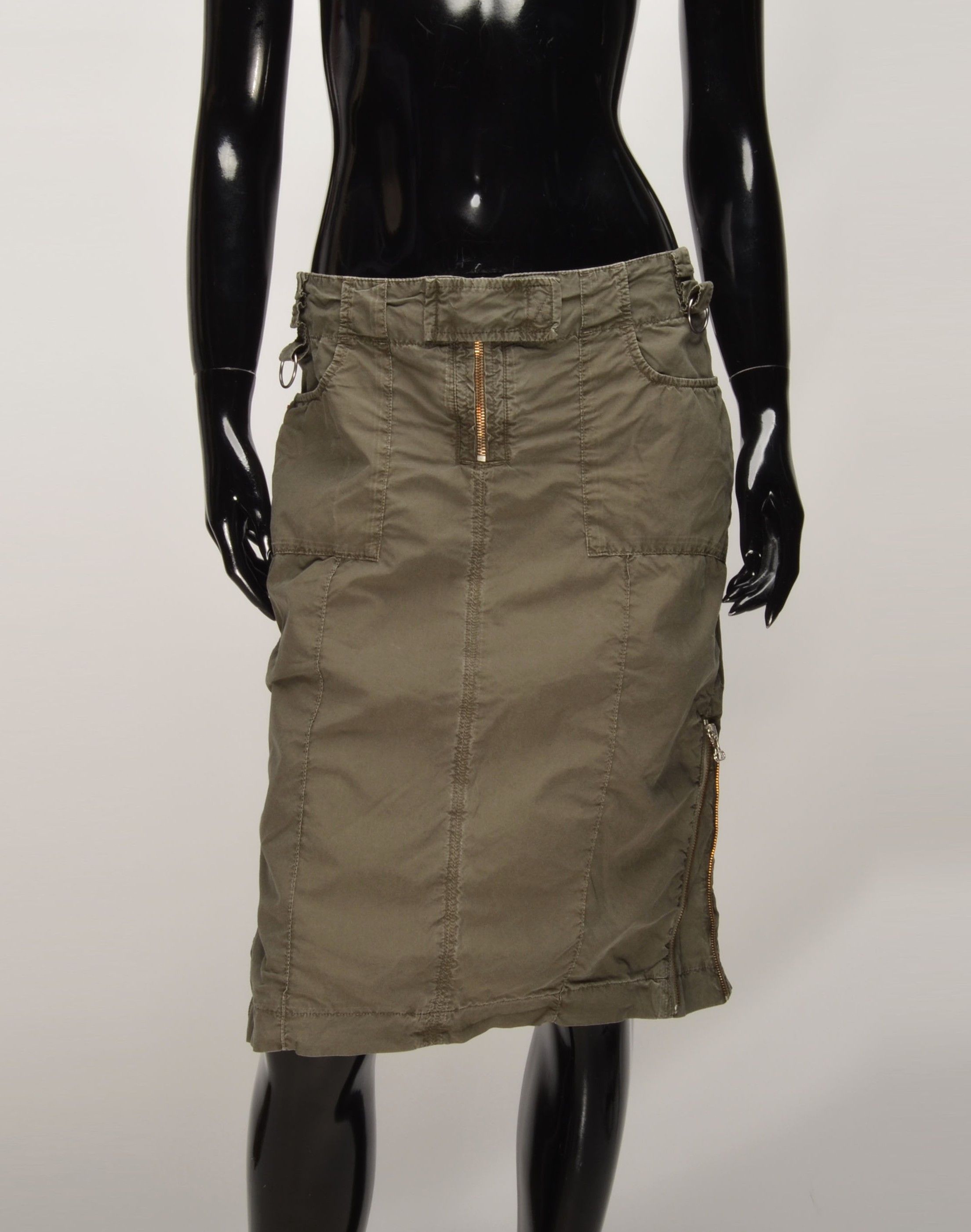 Miss Sixty Vintage Miss Sixty Y2K Grunge Olive Khaki Knee Length Skirt Size 30" / US 8 / IT 44 - 1 Thumbnail