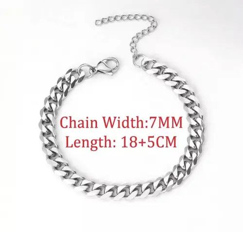Jewelry Cuban Link Bracelet Chain Gothic Chrome Casual Punk Grunge Size ONE SIZE - 4 Thumbnail