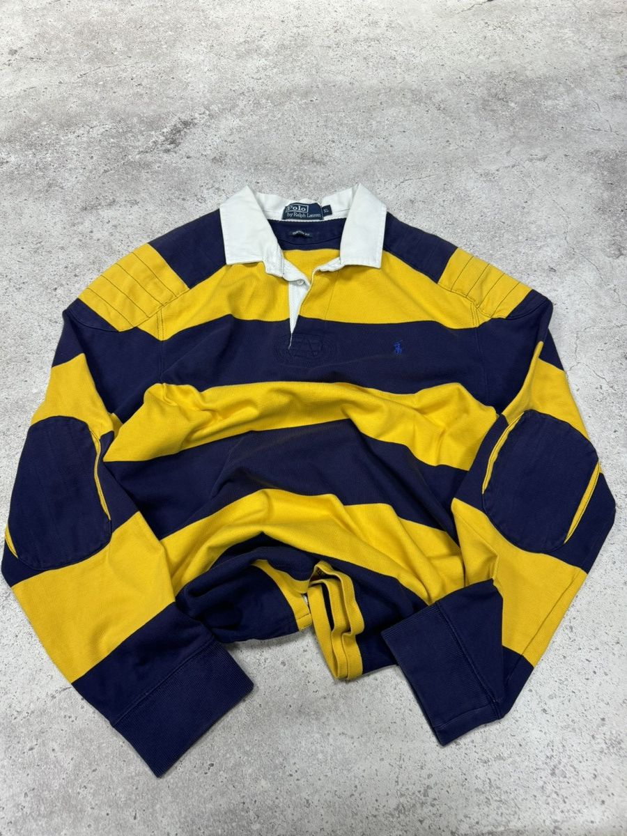 Polo Ralph Lauren × Ralph Lauren × Vintage VNT Ralph Lauren Polo Stoned Cotton Rugby Longsleeve Striped Size US L / EU 52-54 / 3 - 2 Thumbnail