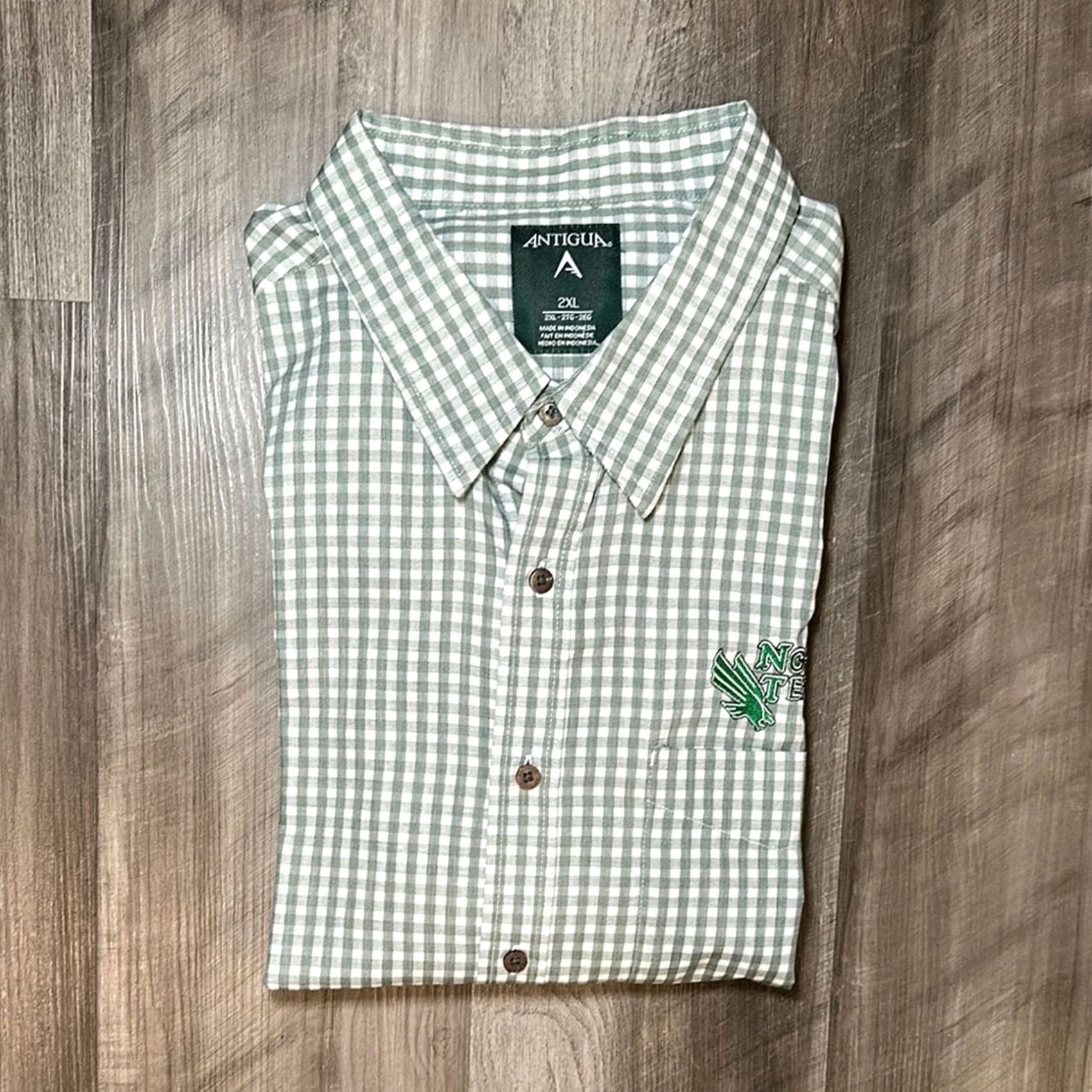 Vintage VINTAGE North Texas Mean Green Antigua Checkered Button-Down Shirt Mens 2XL Green Shirt Long Sleeve Size US XXL / EU 58 / 5 - 2 Thumbnail