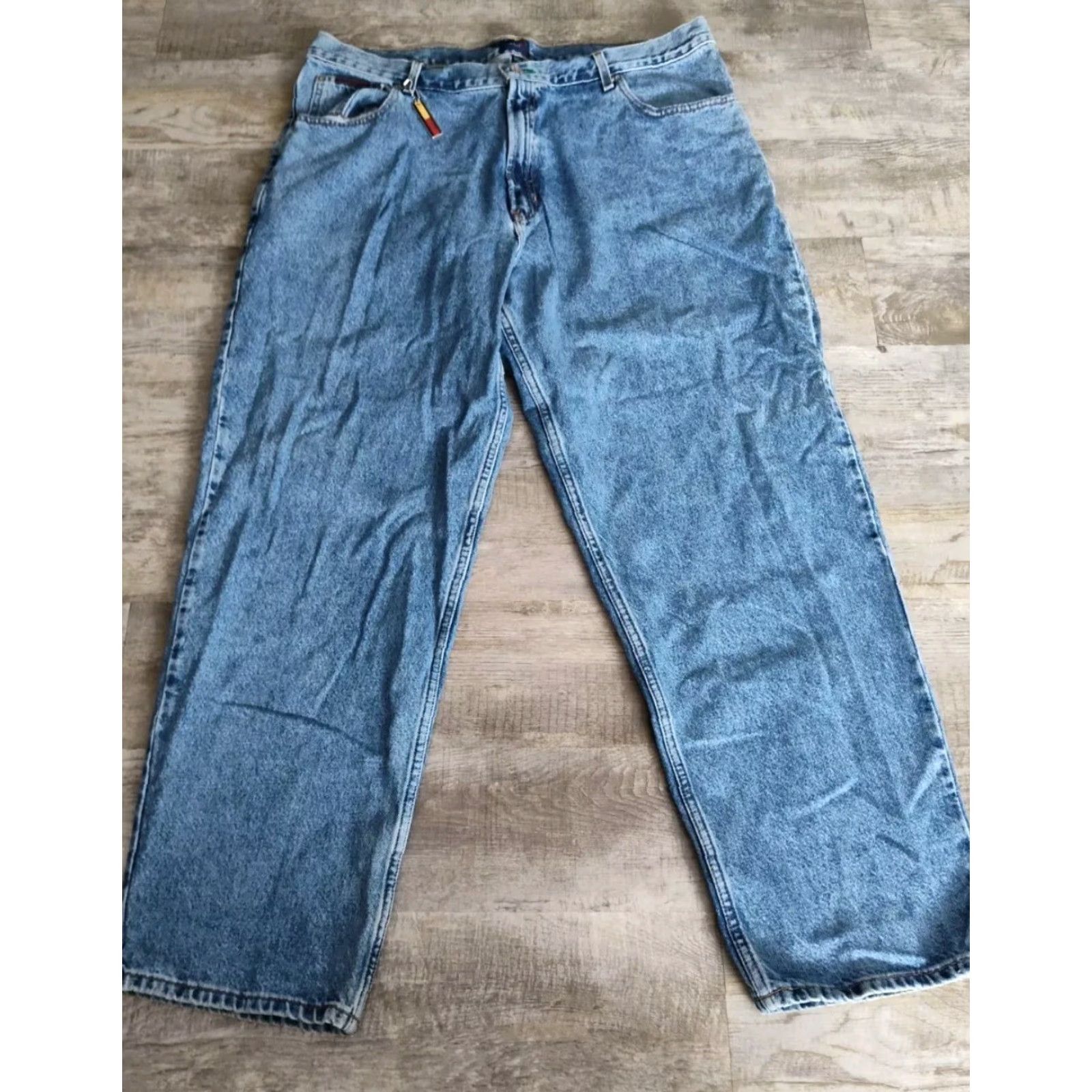 Tommy Hilfiger Vintage Tommy Hilfiger Denim Jeans Men 42x32 Wide Leg Flag Logo 90s Y2K Blue Size US 42 / EU 58 - 6 Thumbnail