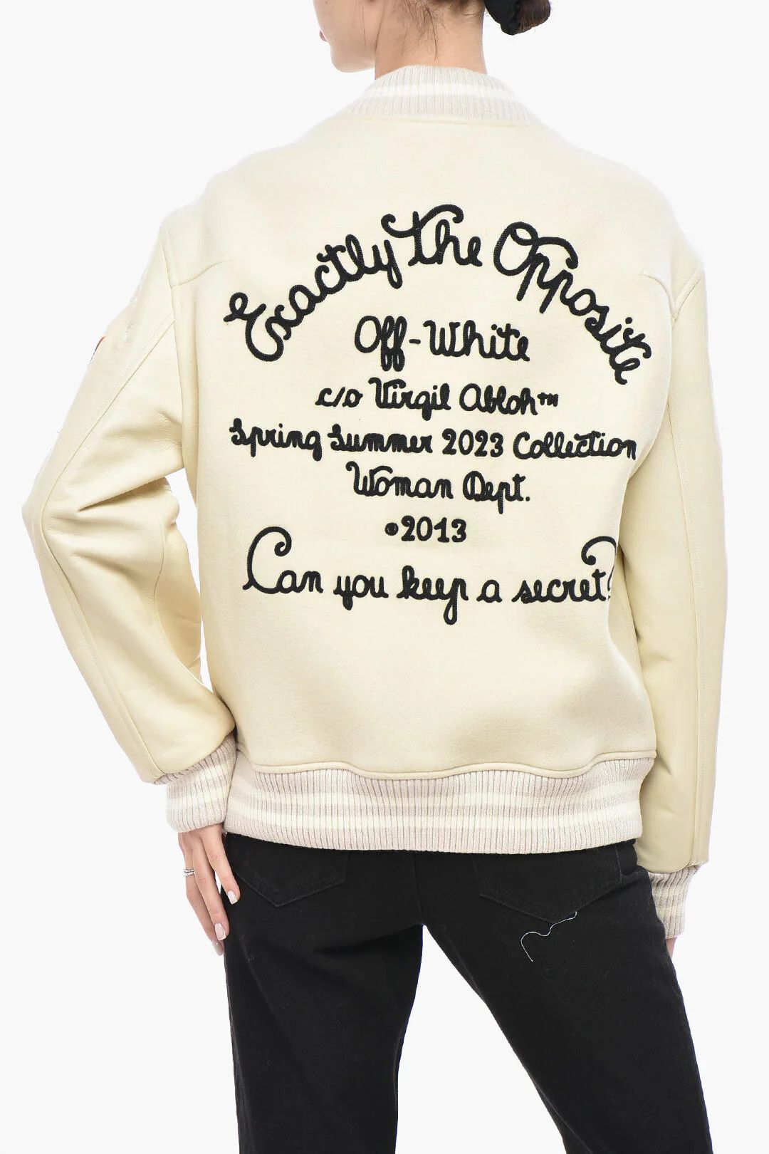 Off-White og1mm0426 Leather Sleeves/Embellishments Bomber Jacket White Size M / US 6-8 / IT 42-44 - 1 Thumbnail