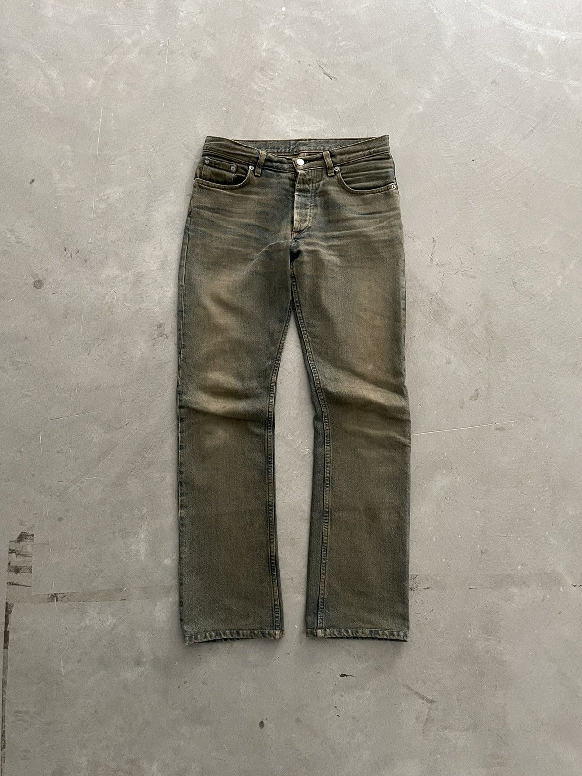 Image of Helmut Lang Fw99 Mud Wash Denim in Green, Men's (Size 30)