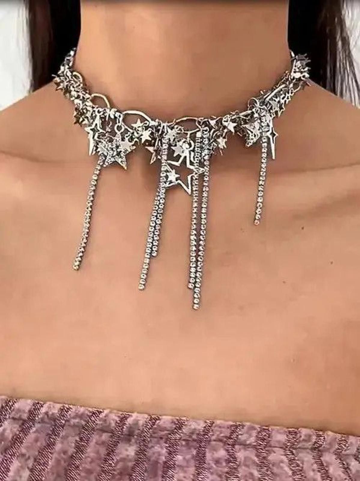 Other Rhinestone Star Pentagram Tassel Necklace Size ONE SIZE - 1 Thumbnail