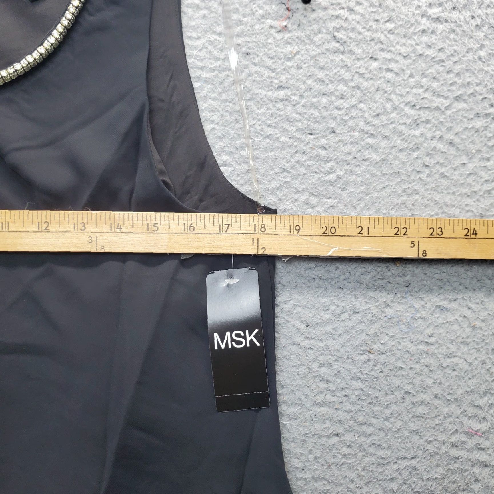 Vintage MSK Tank Dress Womens L Black Lined Layered Beaded Round Neck Keyhole Back Dress Size L / US 10 / IT 46 - 4 Thumbnail