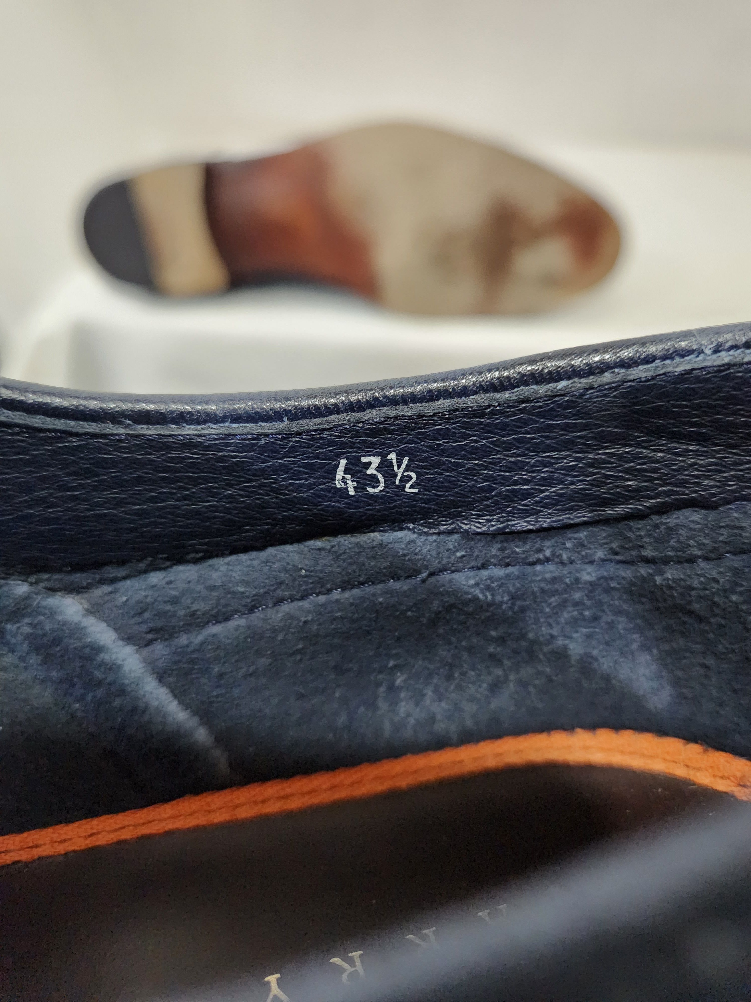 Henderson Deer Leather Navy Blue Wingtip Derby Made Italy 43.5 IT Size US 10.5 / EU 43-44 - 11 Thumbnail