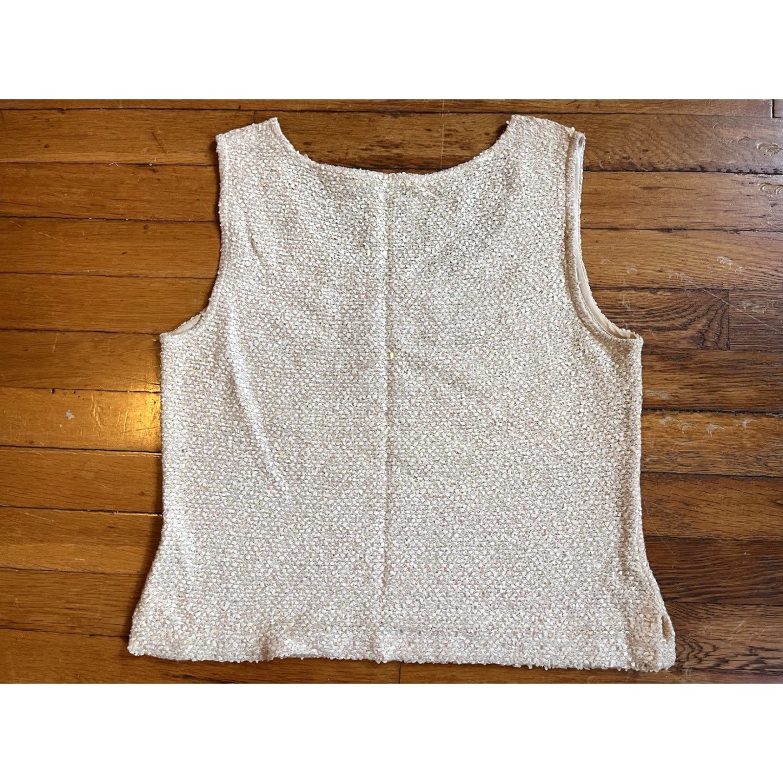 St. John St John Evening 2 Piece Sweater Tank Top Set Women's S Ivory Textured Sequins Size S / US 4 / IT 40 - 5 Thumbnail