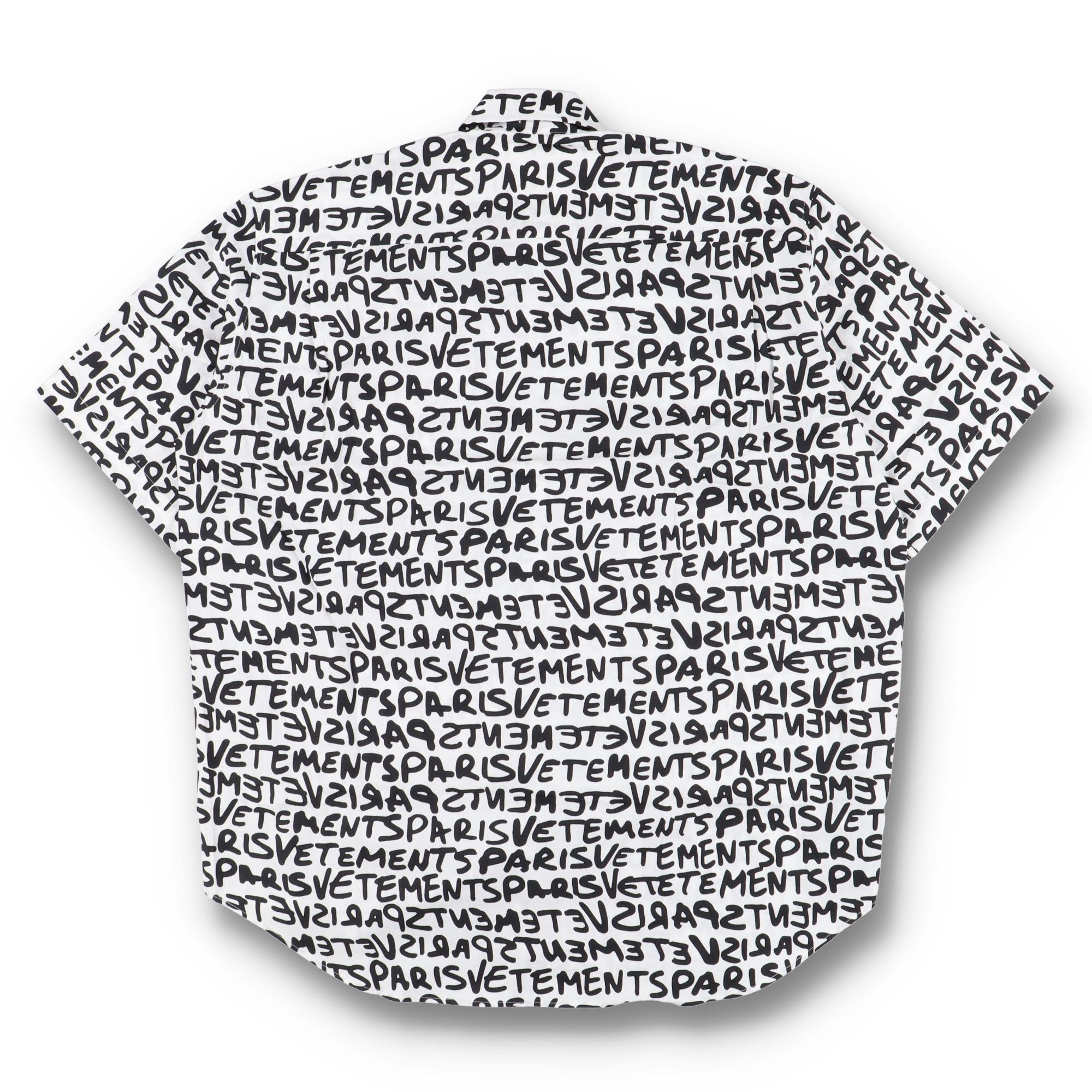 Vetements White All Over Grafitti Logo Oversized Short Sleeve Shirt Size XS / US 0-2 / IT 36-38 - 6 Thumbnail