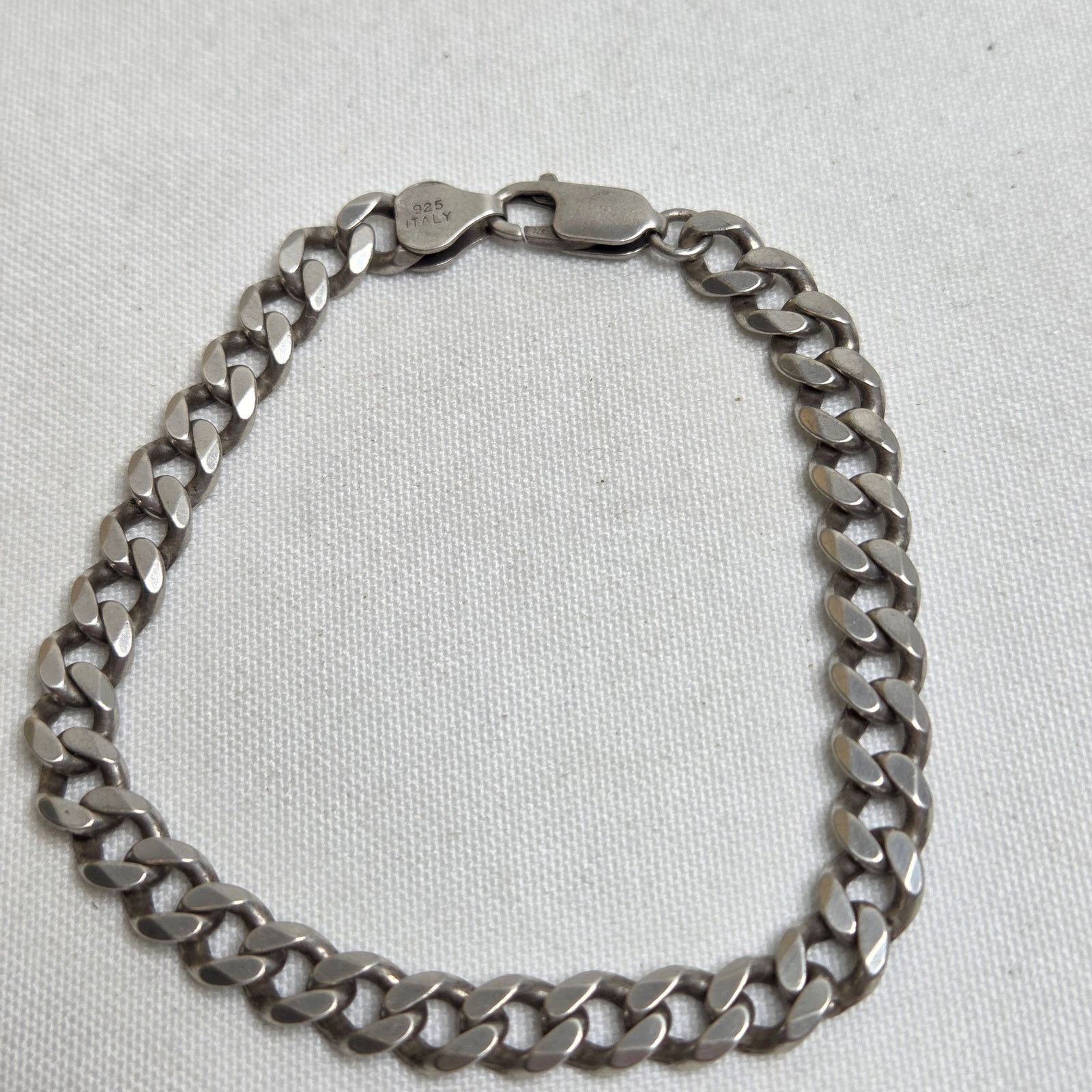 Sterling Silver Sterling Silver Textured Curb Chain Bracelet Italy .925 7.5" Size ONE SIZE - 6 Thumbnail