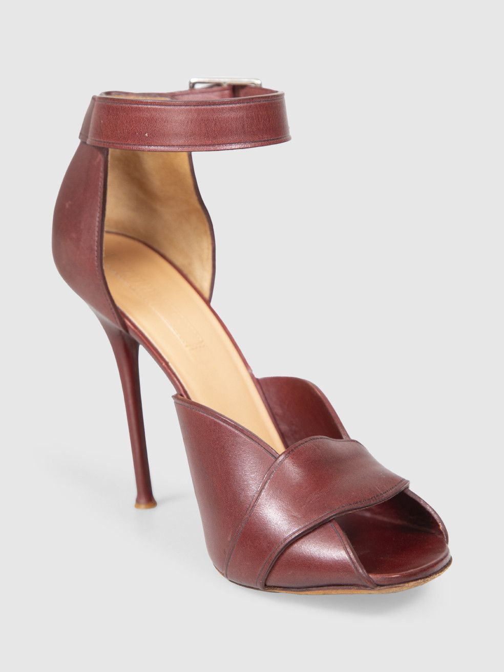 Celine Burgundy Open Toe Leather Sandals Size US 10.5 / IT 40.5 - 1 Thumbnail