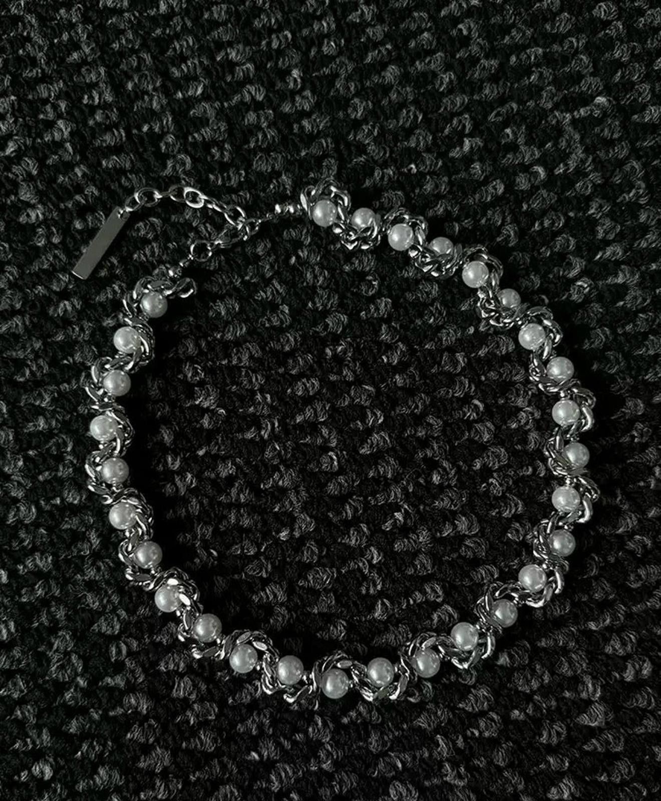 Jewelry Silver Chain Pearl Necklace, Chunky Statement Jewelry Size ONE SIZE - 6 Thumbnail