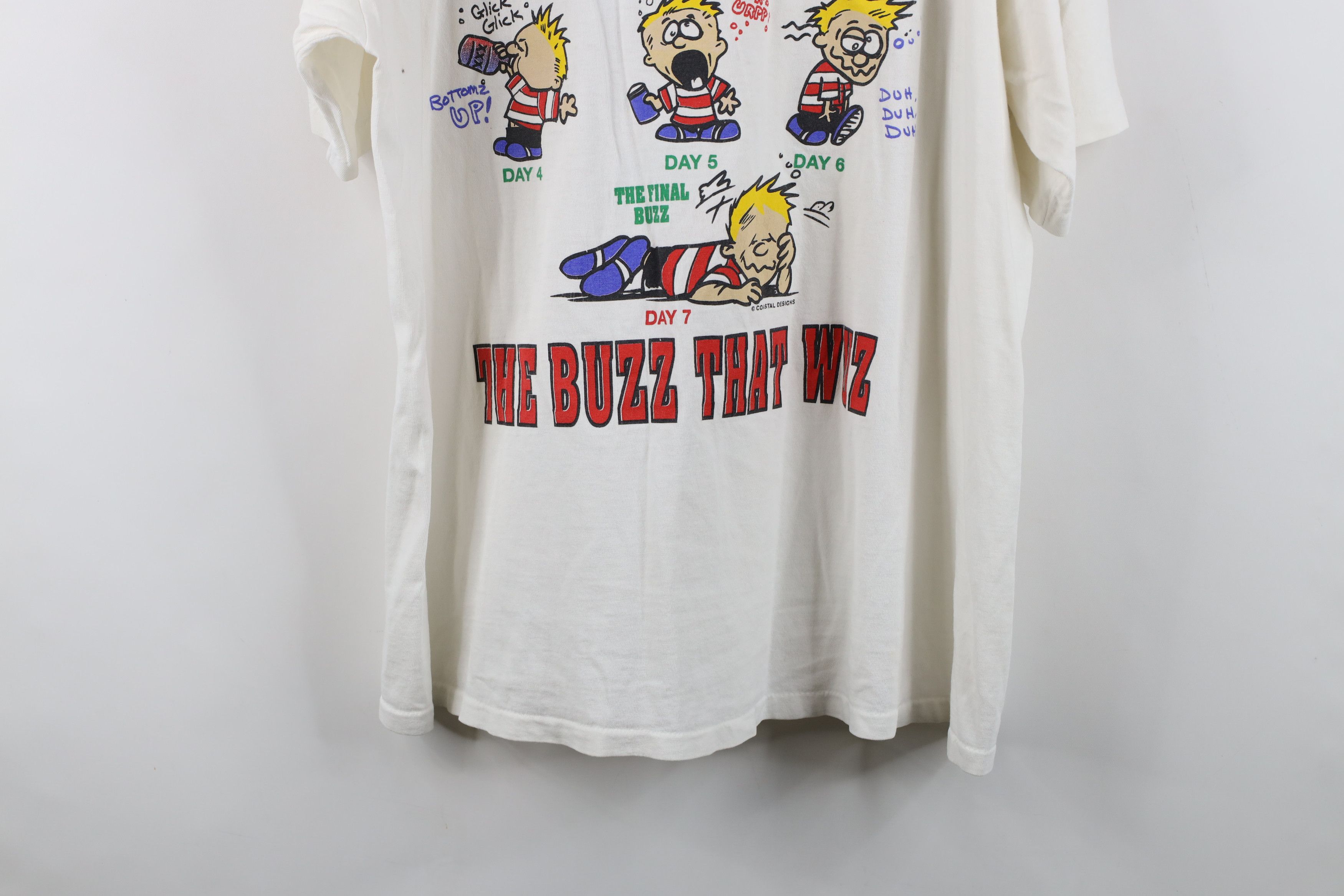 Vintage Vintage Y2K 2000 College 7 Day Buzz Drinking T-Shirt White Size US XL / EU 56 / 4 - 15 Thumbnail
