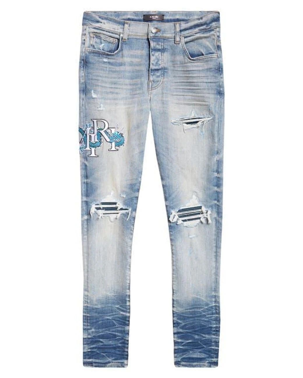 Amiri oc11z0225 Dragon Logo Jeans in Light Blue Size US 32 / EU 48 - 1 Thumbnail
