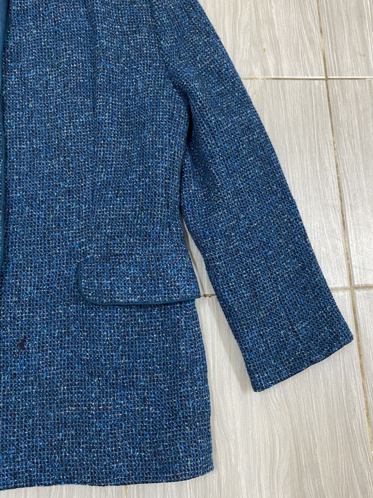Christian Dior Monsieur Christian Dior Vintage Tweed Jacket Blue | Minimal Collar Size L / US 10 / IT 46 - 5 Thumbnail