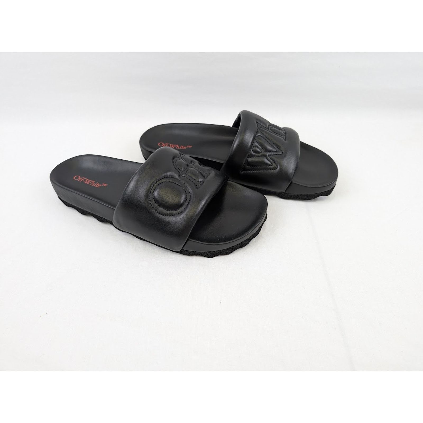 Off-White o1rshd1 Bookish Leather Slider in Black Size US 12 / EU 45 - 1 Thumbnail