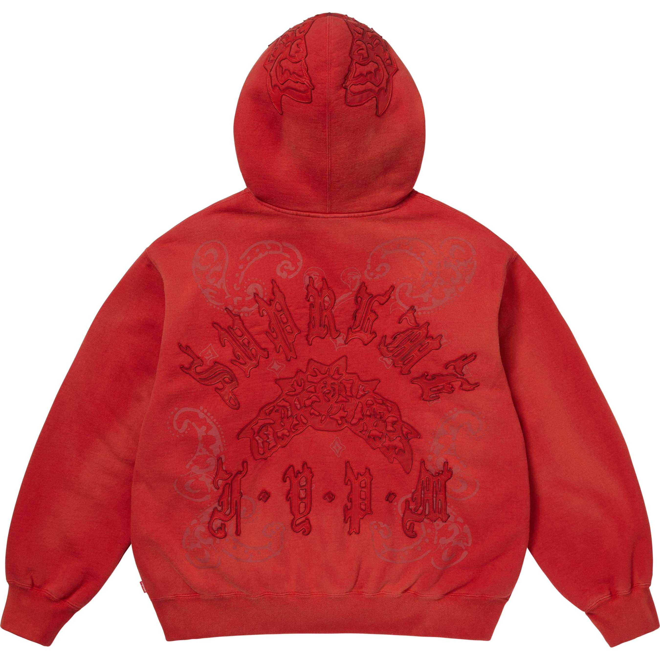 Supreme Supreme Leather Appliqué Zip Up Hooded Sweatshirt Size US XXL / EU 58 / 5 - 2 Thumbnail