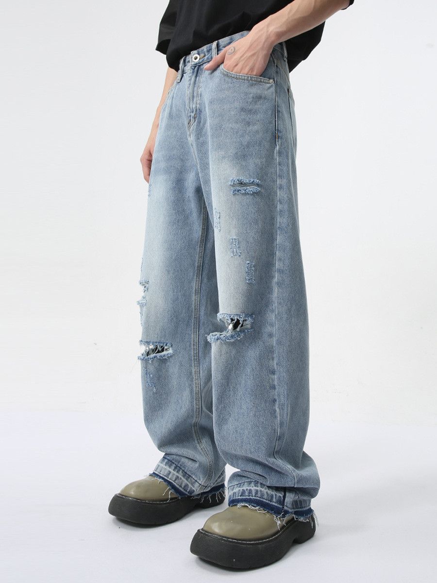Vintage Men's distressed street style straight leg ripped jeans Size US 32 / EU 48 - 4 Thumbnail
