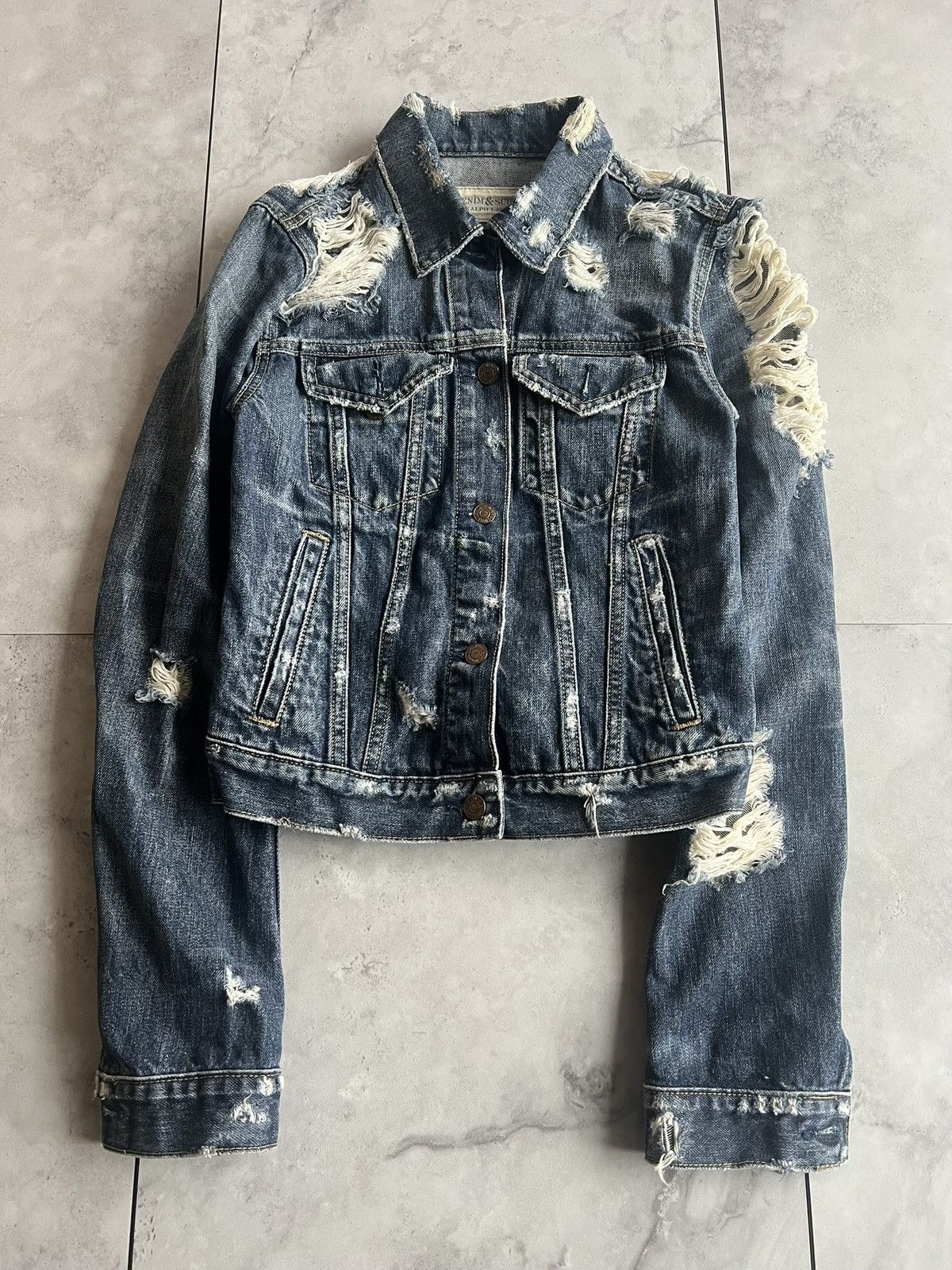 Ralph Lauren Ralph Lauren Denim & Supply Cropped Distressed Denim Jacket Size US XS / EU 42 / 0 - 1 Thumbnail