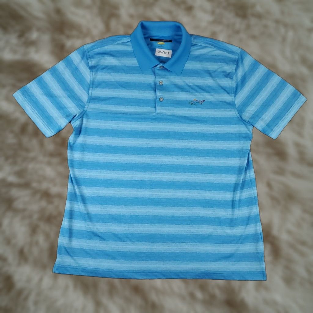 Vintage Greg Norman Polo Shirt Mens Size Large Blue Striped Shark Casual Short Sleeve Polo shirt Mens L Blue Striped Shark Logo Polo Size US L / EU 52-54 / 3 - 1 Thumbnail