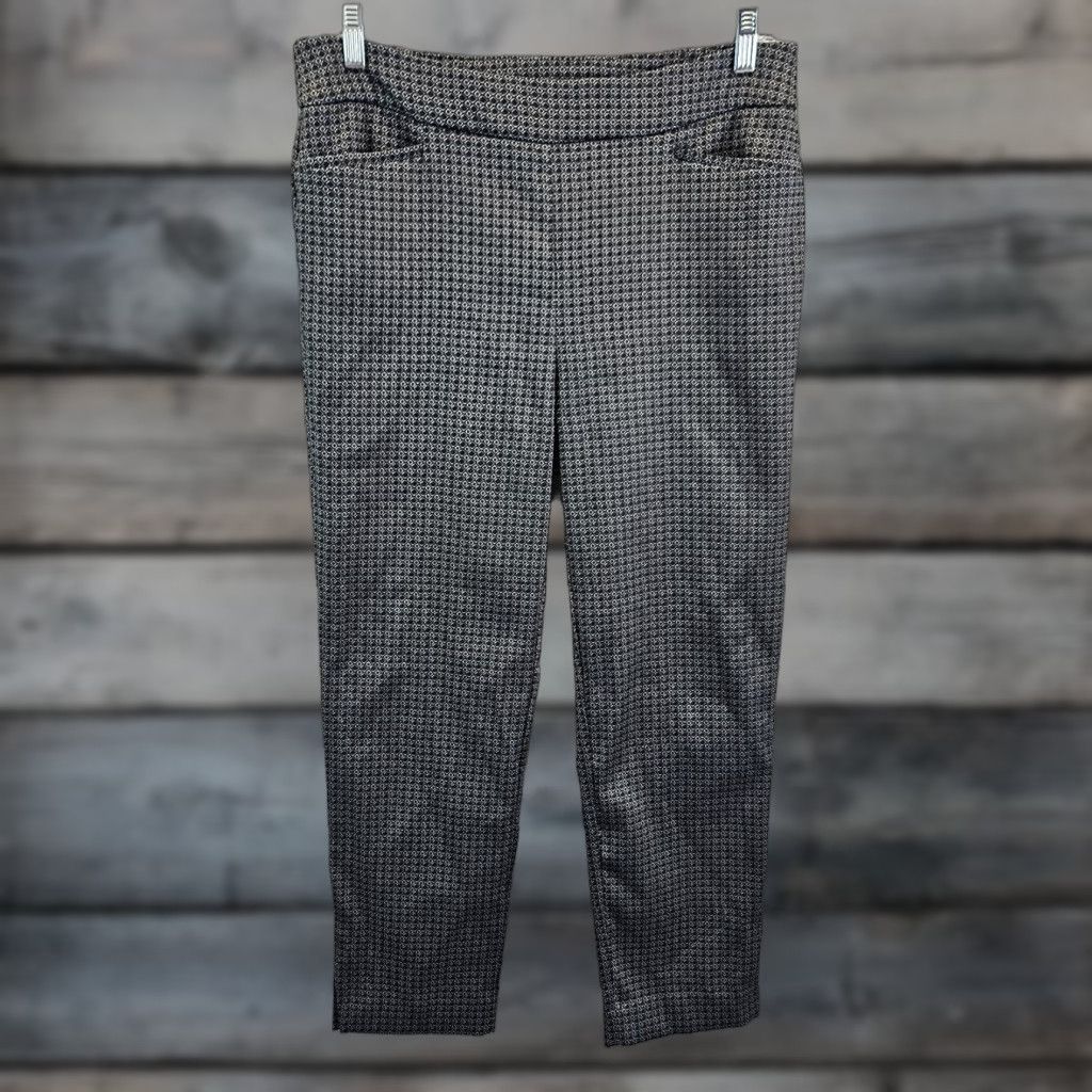 Vintage Chico's Womens Ankle Pants Sz 12 Black Geometric Pull On High Rise Pants Women 12 Black Geometric Ankle Chicos Womens Pants Size 34" / US 12 / IT 48 - 1 Thumbnail
