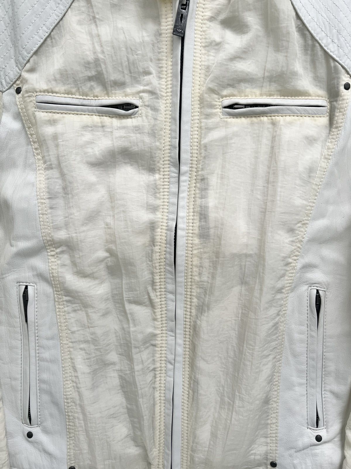 Emporio Armani Emporio Armani 2001 Leather Panelled Cafe Racer Moto Jacket Size US M / EU 48-50 / 2 - 4 Thumbnail