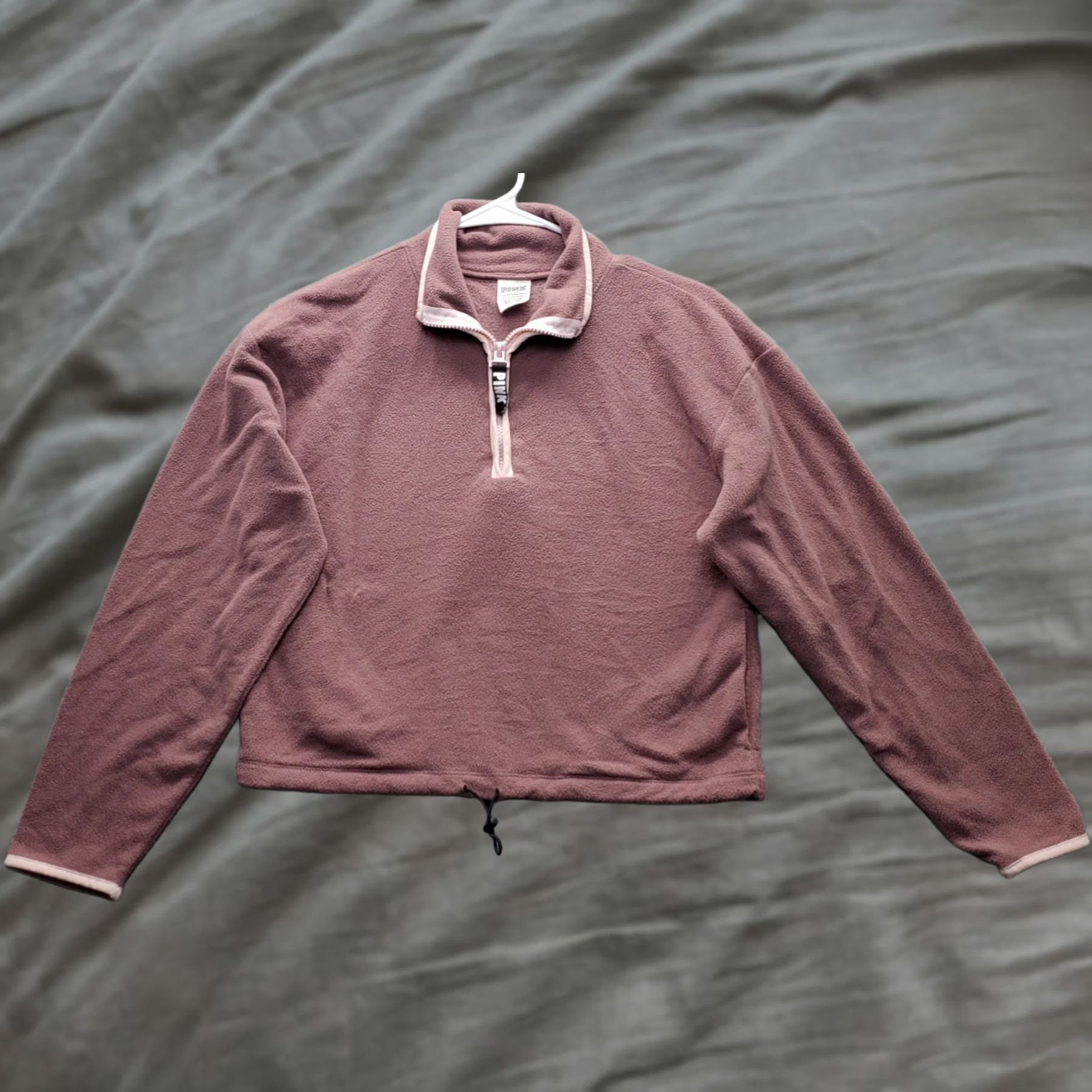 Victoria's Secret Victoria's Secret PINK Womens XS Crop Sweatshirt Pink Fleece 1/4 Zip Long Sleeve Zip Pullover Size XS / US 0-2 / IT 36-38 - 1 Thumbnail