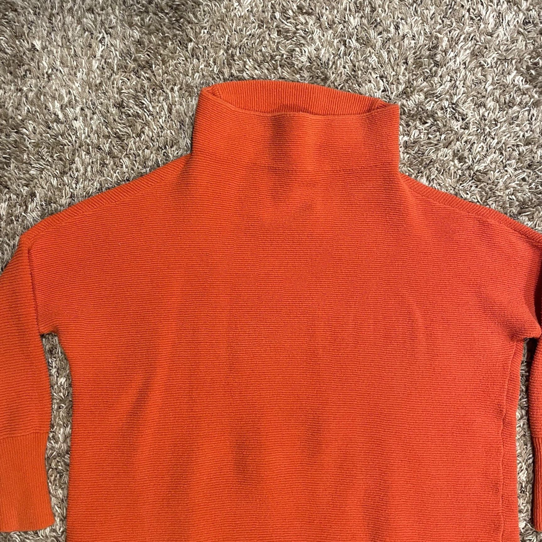 Free People Sweater Shirt Women S Orange Bohemian Oversized Mock Neck Raglan Sleeve Knit Pullover 90s/Classic Designer Brand Regular main image 1