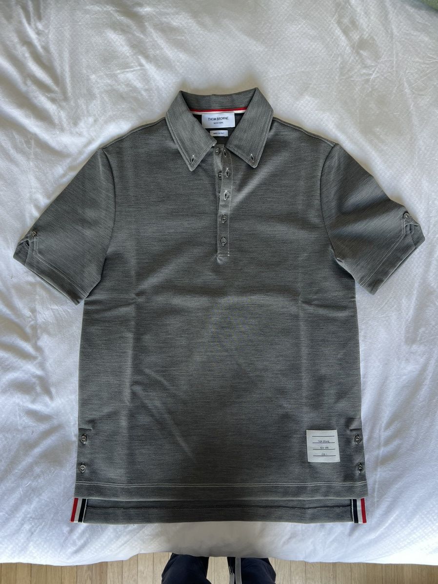 image of Thom Browne Polo in Grey, Men's (Size Small)