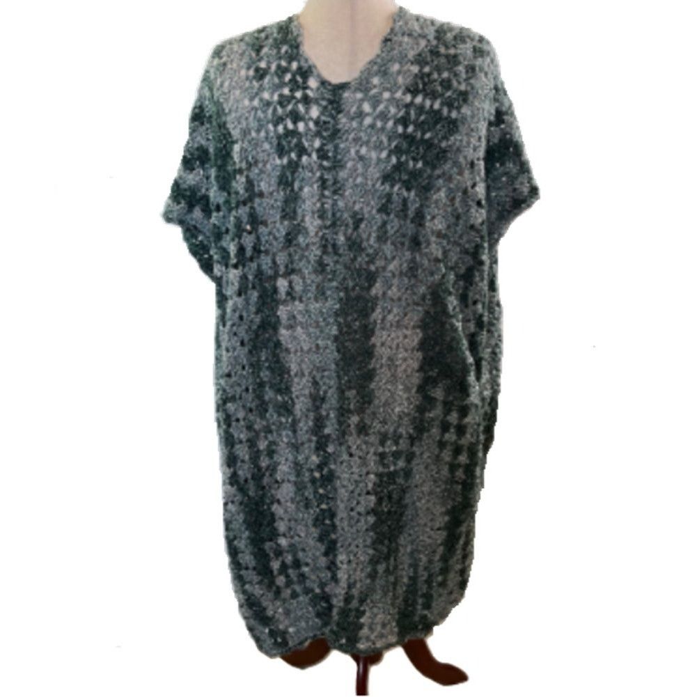 Handmade Crochet Wrap Ruana Open Front Shawl Sweater Cardigan Duster Size ONE SIZE - 5 Thumbnail