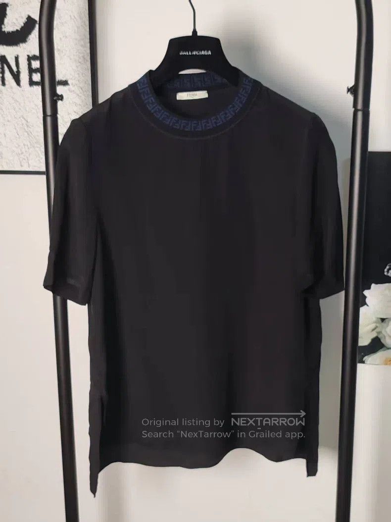 Fendi Fendi Collar Double F Logo Silk Short Sleeve Shirt Size XS / US 0-2 / IT 36-38 - 1 Thumbnail