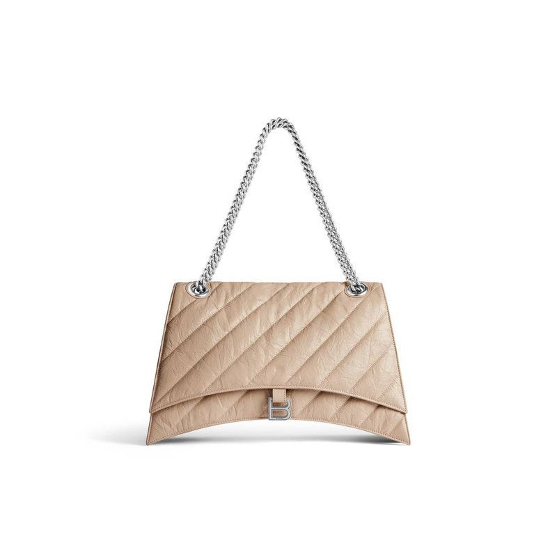 Balenciaga o1in1g1125 Size: OS / Crush Large Chain Bag Quilted in Beige Size ONE SIZE - 1 Thumbnail