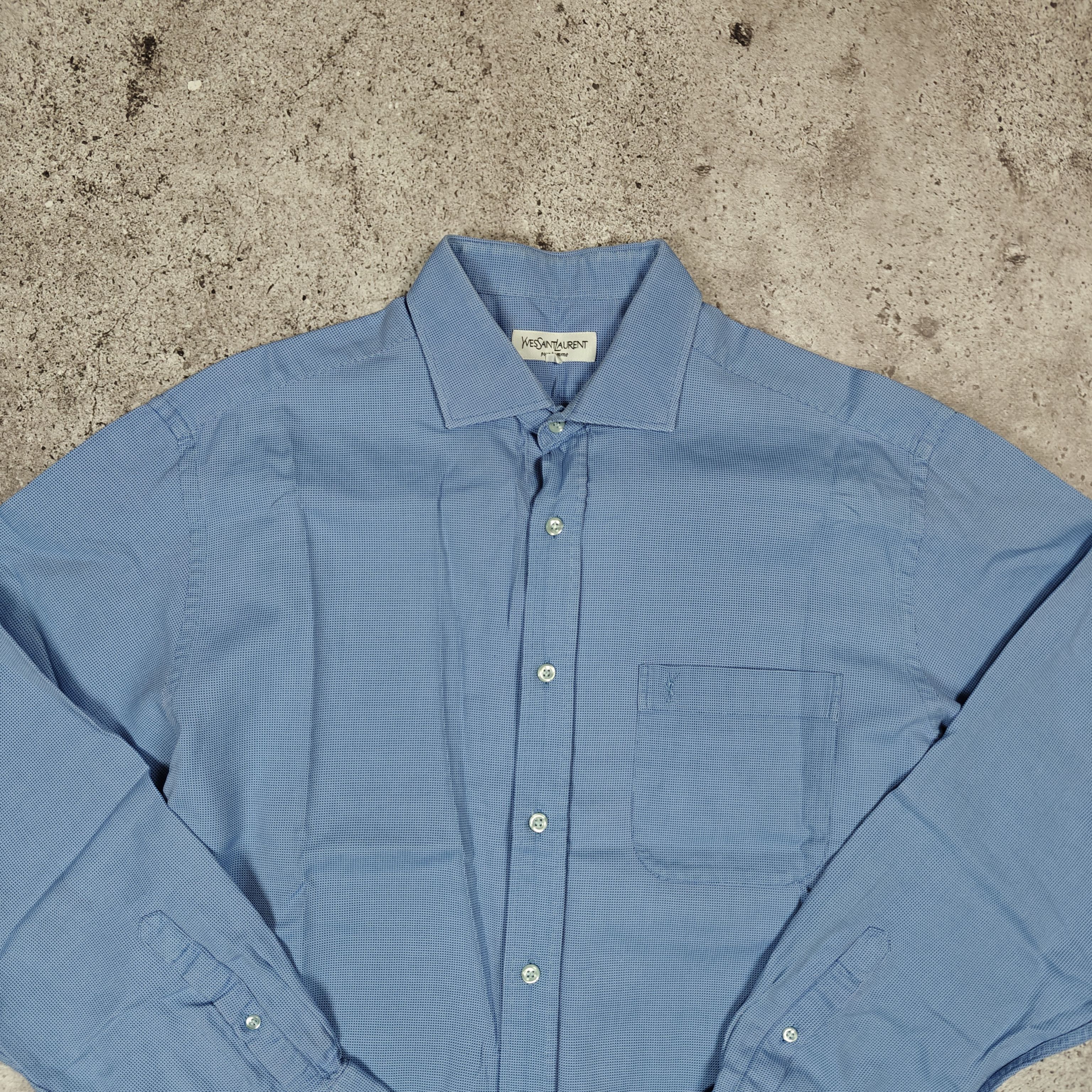 Yves Saint Laurent Yves Saint Laurent Shirt Blue Check YSL size 43 (XL) Size US XL / EU 56 / 4 - 2 Thumbnail