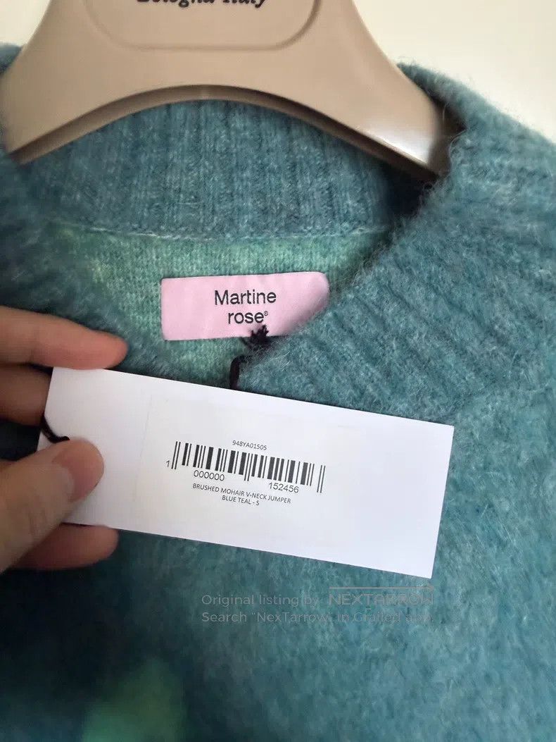 Martine Rose Martine Rose Lake blue jacquard monogrammed mohair sweater Size S / US 4 / IT 40 - 2 Thumbnail