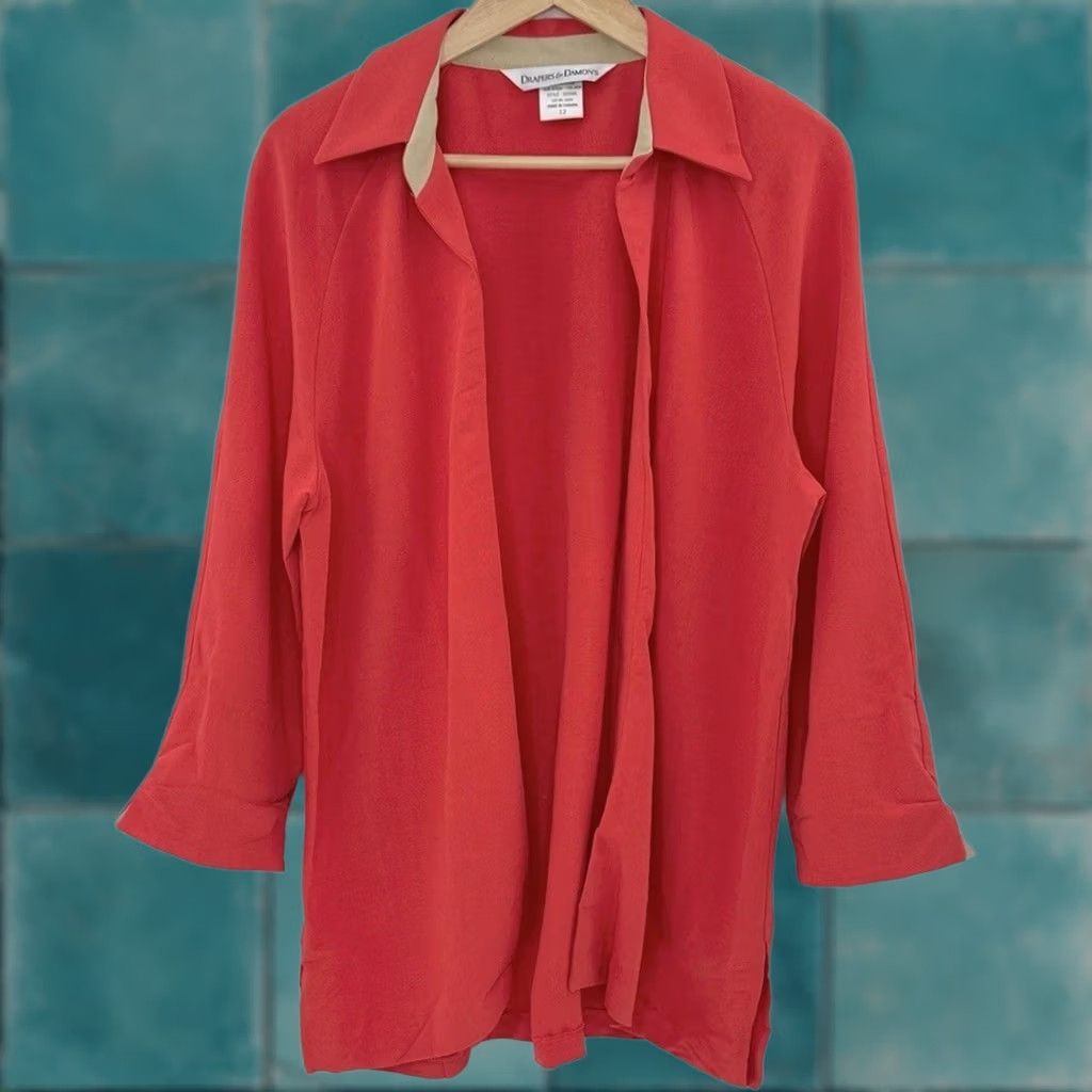 Vintage VINTAGE Draper & Damon’s Blazer Sweater Women Sz 12 NWT Bright Red Open Front U Lined Canada Size XL / US 12-14 / IT 48-50 - 1 Thumbnail