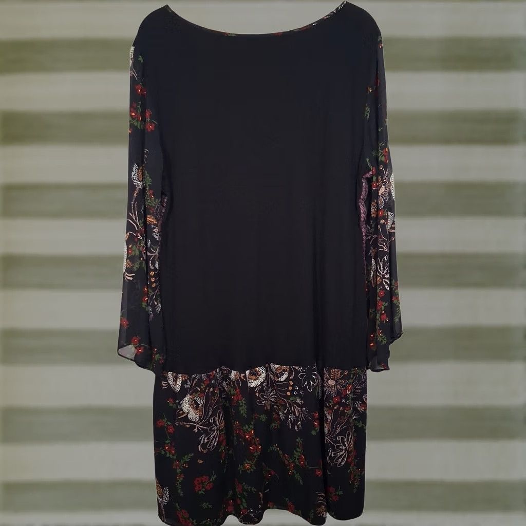 Vintage VINTAGE The Pyramid Collection Dress XL Black Knit Sheer Floral Long Slv Whimsigoth Witchy Size XL / US 12-14 / IT 48-50 - 1 Thumbnail