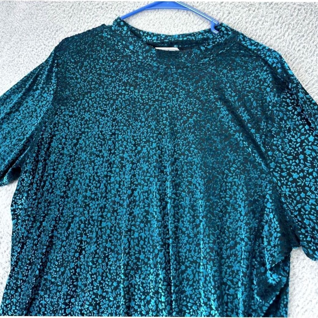 Logo 7 Logo Layers Floral Blouse Shirt Womens 2X Plus Green 3 Quarter Sleeve Top Size XXL / US 16-18 / IT 52-54 - 6 Thumbnail