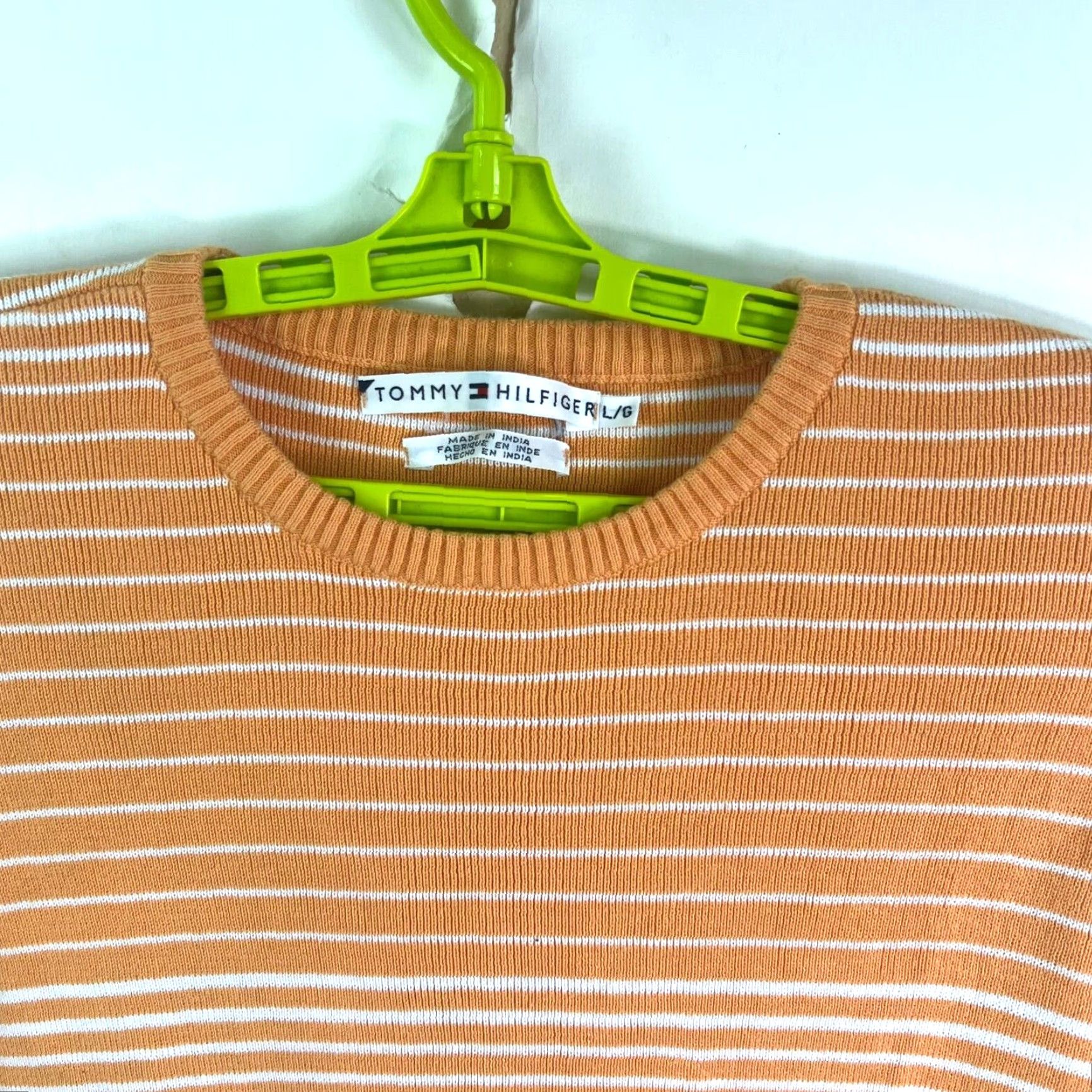 Tommy Hilfiger Tommy Hilfiger Sweater Women L Orange Striped Pullover Knit Cotton Logo All Seasons Designer Classic Size L / US 10 / IT 46 - 2 Thumbnail