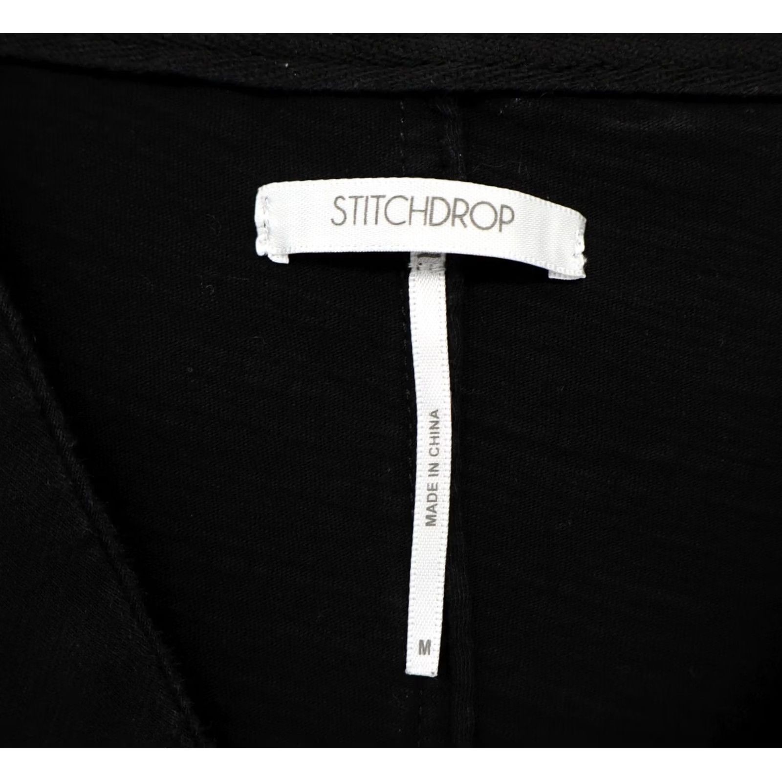 Vintage Stitchdrop Women's Shirt Dress Black M V-Neck Cotton Midi Casual Sleeve Knit Minimalist Size M / US 6-8 / IT 42-44 - 3 Thumbnail