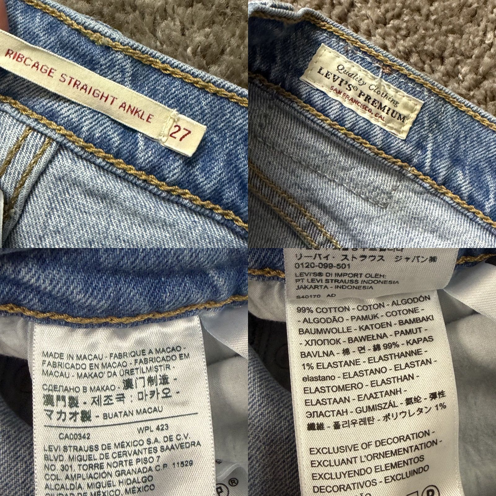 Levi's VINTAGE Levi's Ribcage Jeans Women 27 Regular High Rise Ankle Straight Denim Blue 26x27 Jeans Mens Girls Size 26" / US 2 / IT 38 - 9 Thumbnail