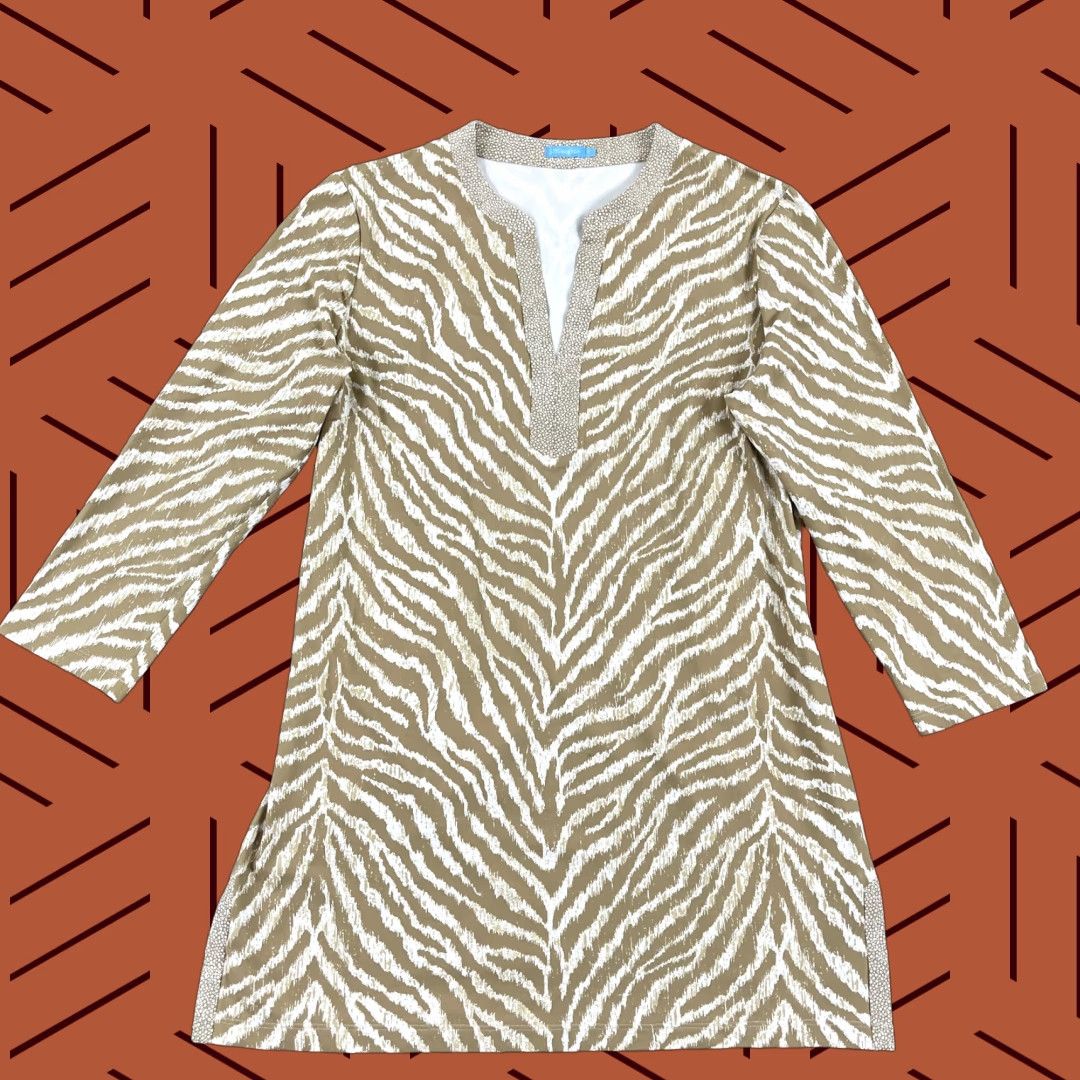 J.McLaughlin J. McLaughlin Women's Tunic Shirt Small Animal Print Cotton Blend Casual Top Size S / US 4 / IT 40 - 1 Thumbnail