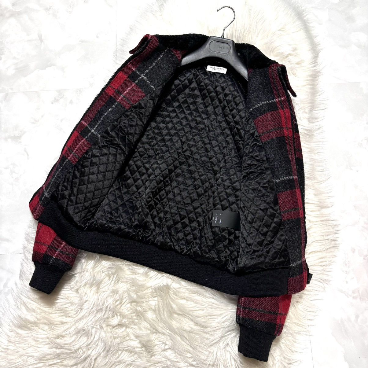 Saint Laurent Paris Saint Laurent Paris, fur collar, check pattern jacket Size US S / EU 44-46 / 1 - 9 Thumbnail