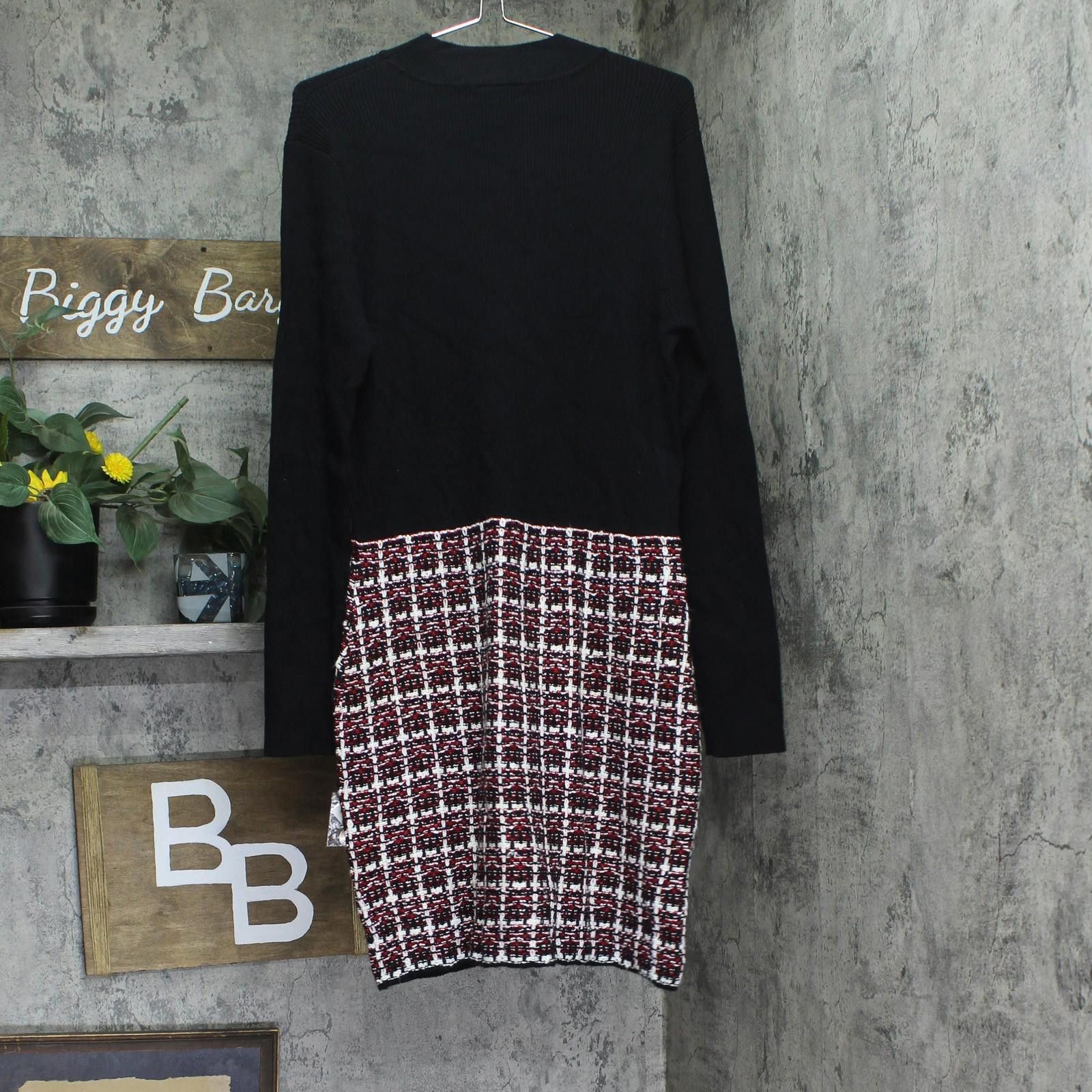 Other Nwt Bcx Tweed-skirt Long Sleeve Dress Black / Red Multi 2xl Size XXL / US 16-18 / IT 52-54 - 2 Thumbnail