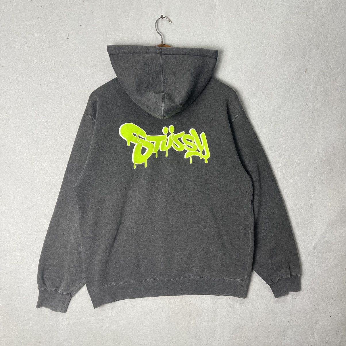 Stussy Vintage Stussy Neon Logo Hoodie Grey USA Streetwear Size US M / EU 48-50 / 2 - 1 Thumbnail
