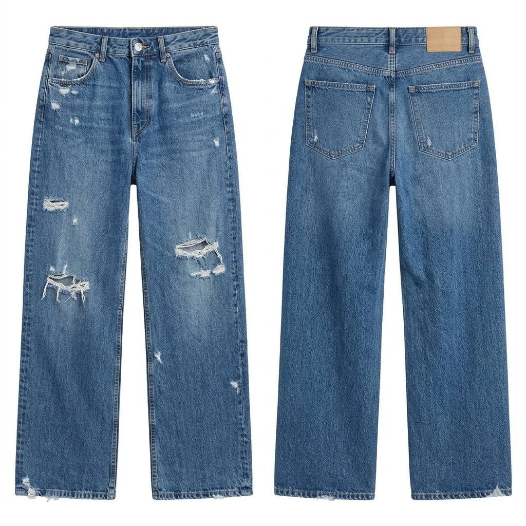 Zara Zara High-Rise Distressed Wide Leg Jeans US 6 / EUR 38 Size 28" / US 6 / IT 42 - 1 Thumbnail