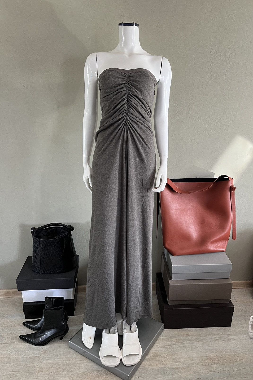 Rick Owens Rick Owens Ruched Jersey Maxi Dress or Skirt Size S / US 4 / IT 40 - 1 Thumbnail