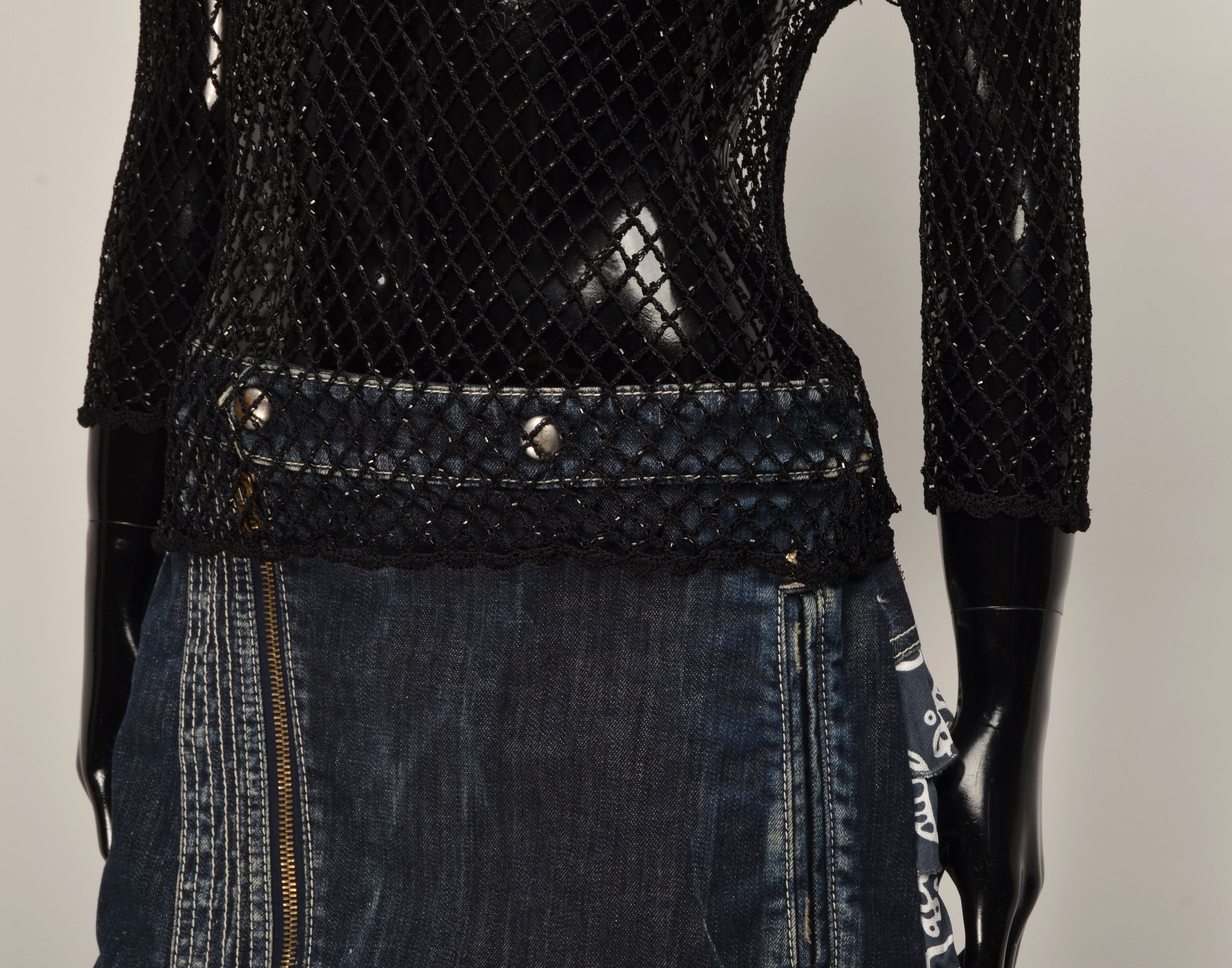 Other Y2K Fishnet Crochet Knit Beaded Grunge Whimsigoth Top Blouse Size ONE SIZE - 3 Thumbnail