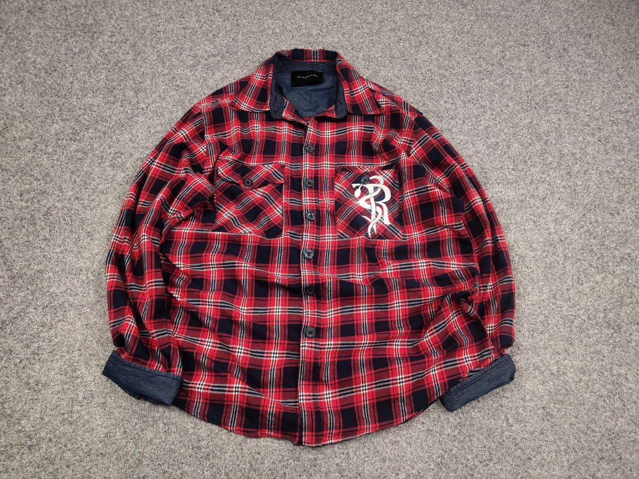 John Richmond John Richmond Design Oversized Red Black Check Flannel Shirt Size US XL / EU 56 / 4 - 2 Thumbnail
