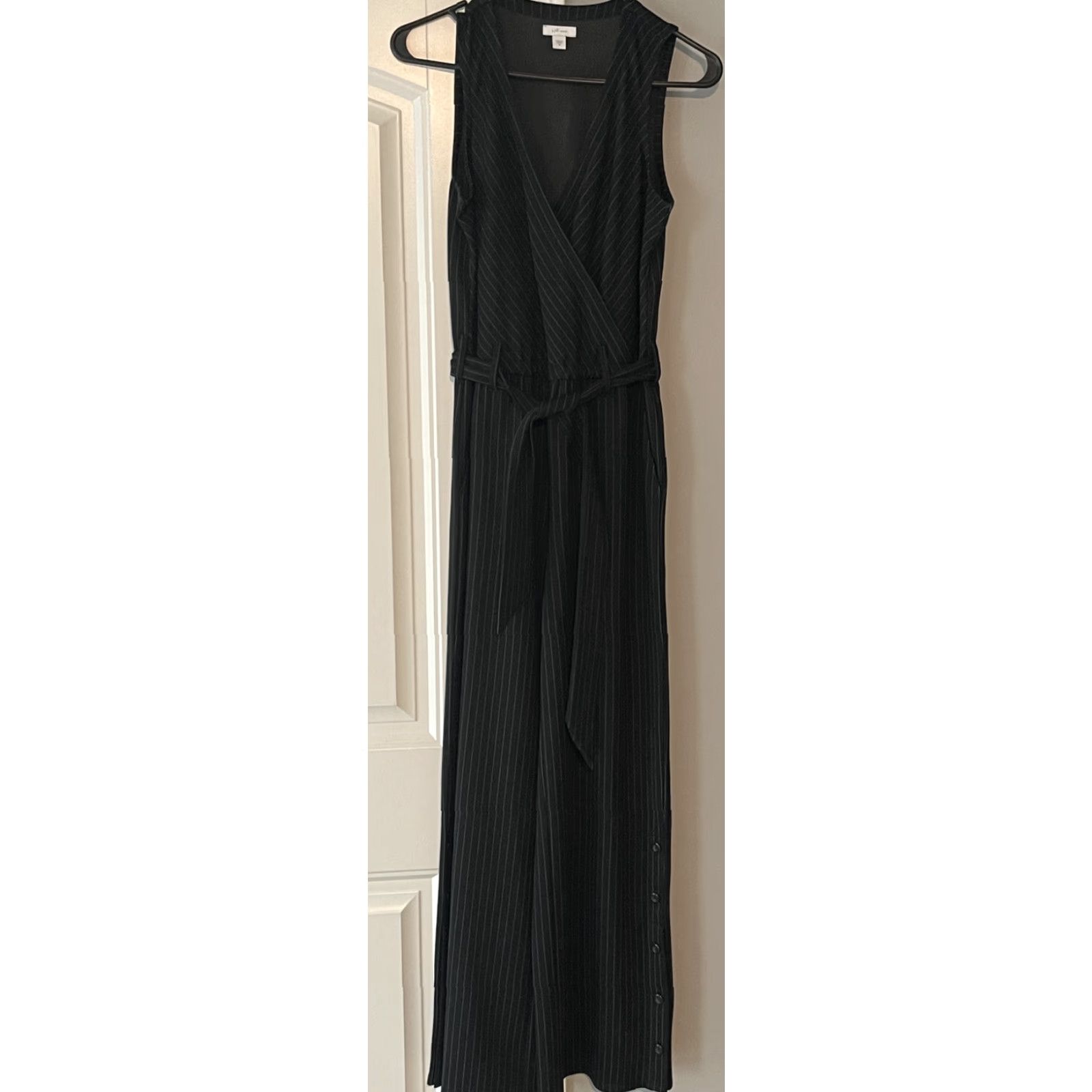 J. Jill J. Jill Jumpsuit XS Ponte Black White Striped V-Neck Stretch EUC One-Piece Women Regular Knit Sleeveless Party Casual Business Size 26" / US 2 / IT 38 - 2 Thumbnail
